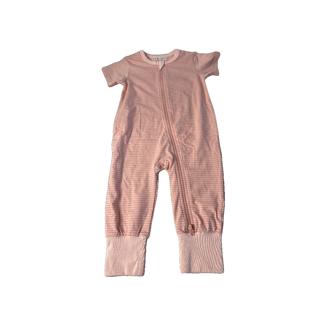Girls Stripe | pink 1-piece footed Pajamas Size: 12-18 months Stripe | pink