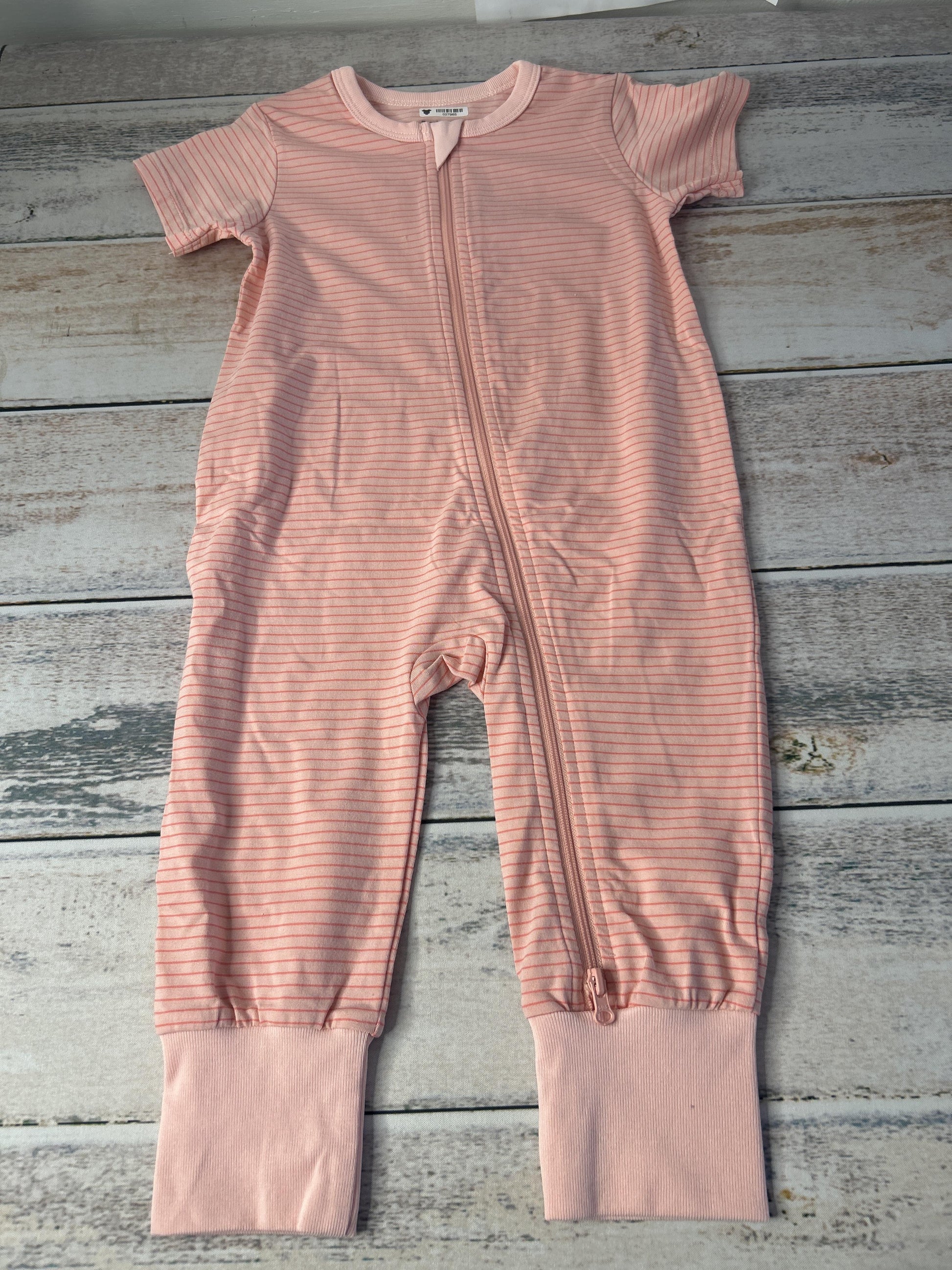 Girls Stripe | pink 1-piece footed Pajamas Size: 12-18 months Stripe | pink