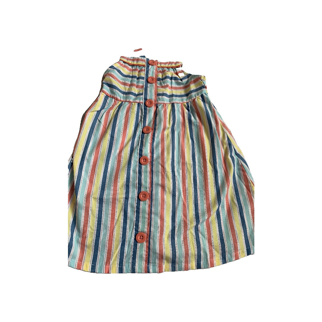 Picapino Girls Stripe | Retro | Red | Yellow | Light Blue Dress Size: 4T Stripe | Retro | Red | Yellow | Light Blue