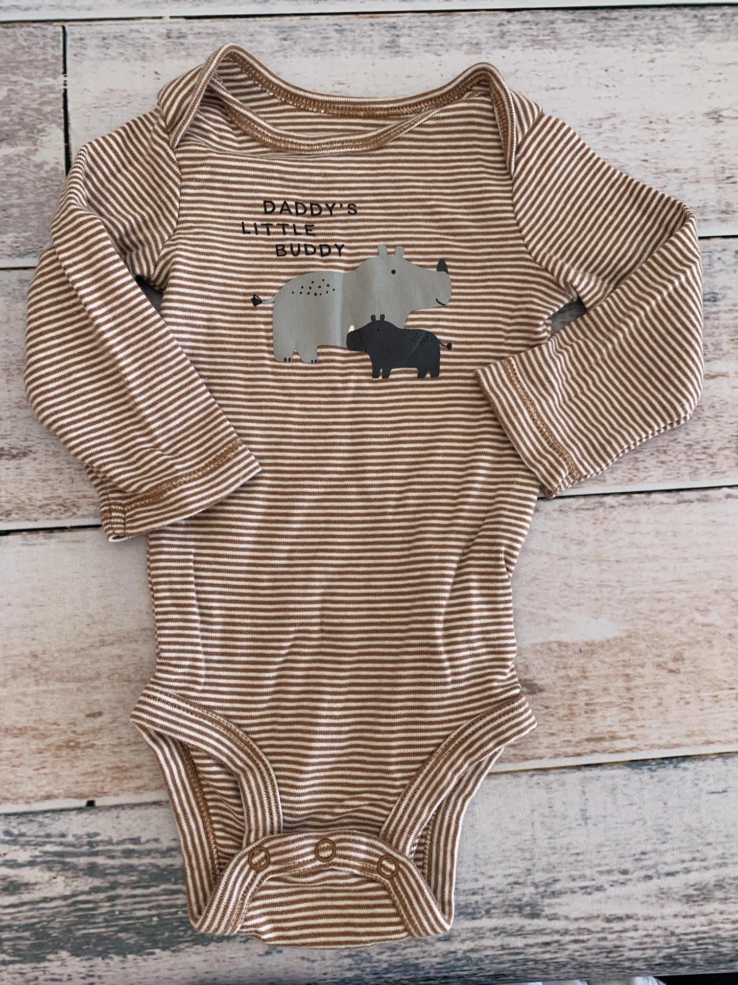 Boys Stripe | Wool White | Brown Onesie Size: 9 months Stripe | Wool White | Brown