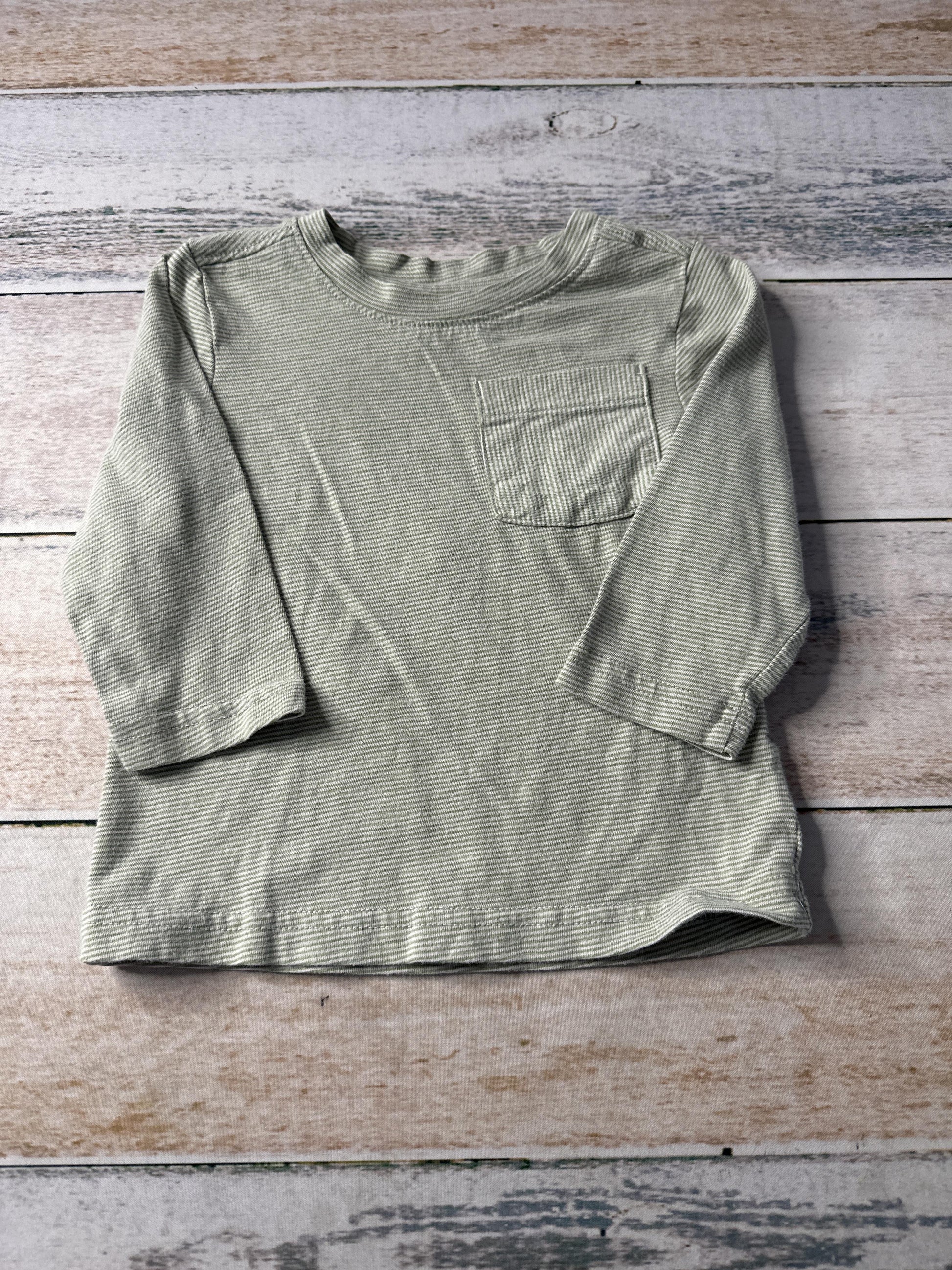 Cat & Jack Boys Stripe | Wool White | Forest Green Long Sleeve T-Shirt Size: 12M Stripe | Wool White | Forest Green