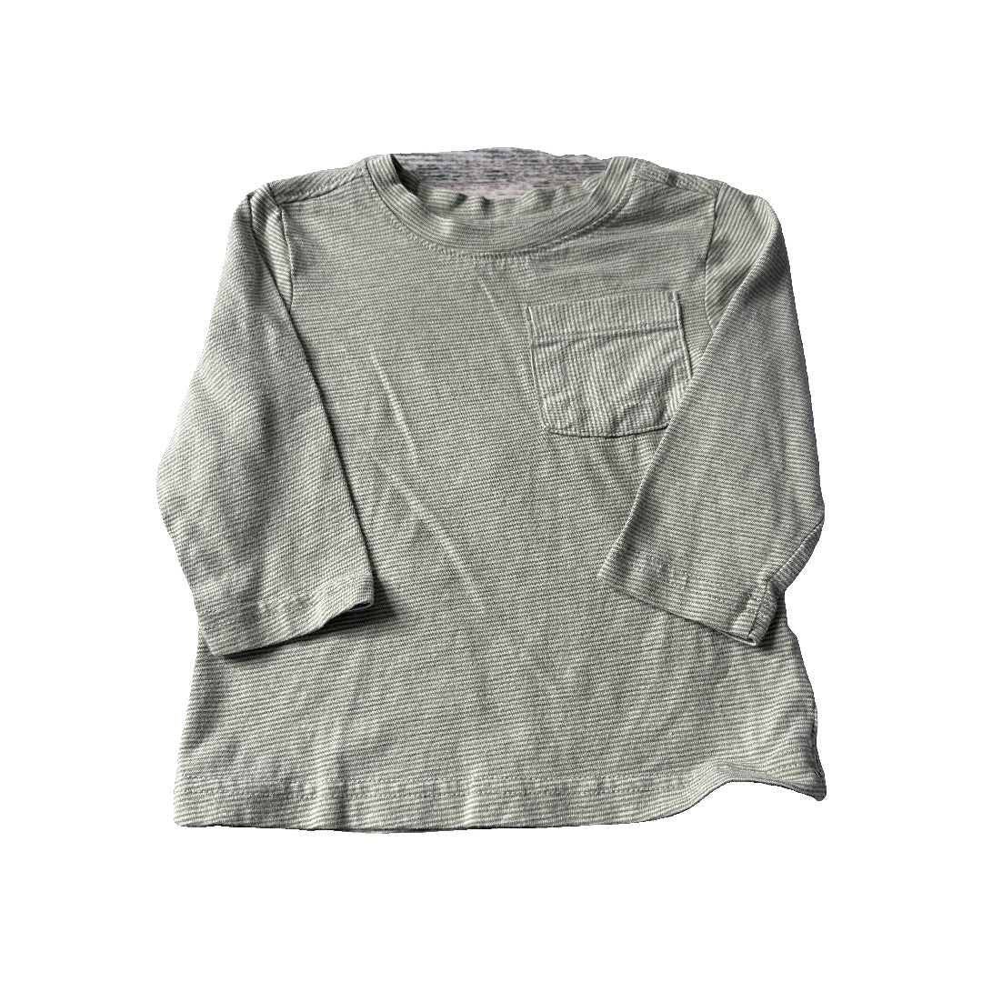 Cat & Jack Boys Stripe | Wool White | Forest Green Long Sleeve T-Shirt Size: 12M Stripe | Wool White | Forest Green