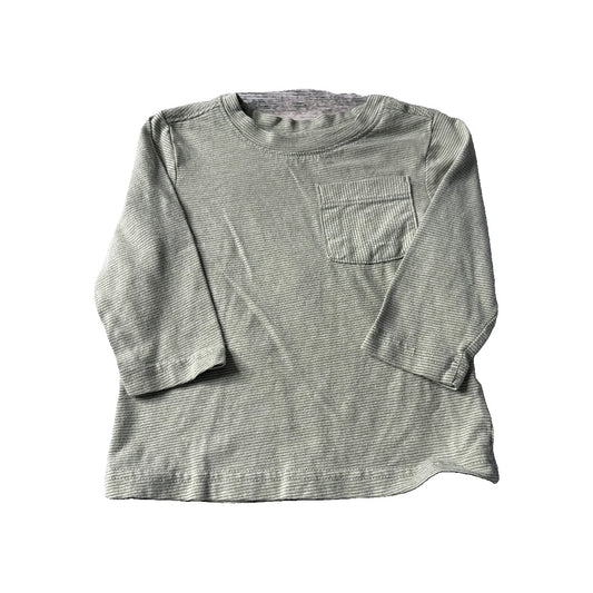 Cat & Jack Boys Stripe | Wool White | Forest Green Long Sleeve T-Shirt Size: 12M Stripe | Wool White | Forest Green