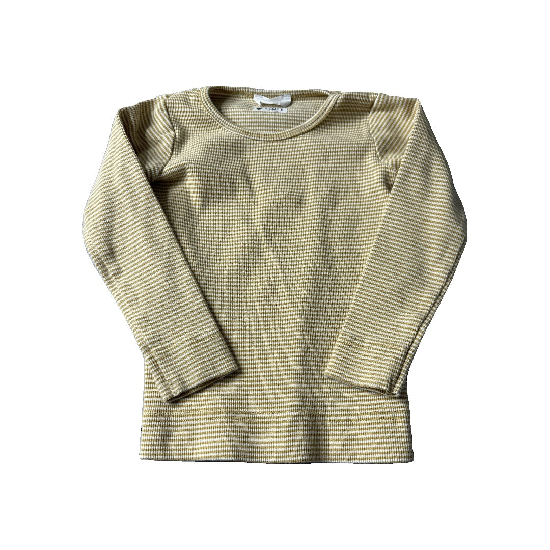 Jamie Kay Unisex Stripe | Yellow | White Long Sleeve Shirt Size: 2T Stripe | Yellow | White