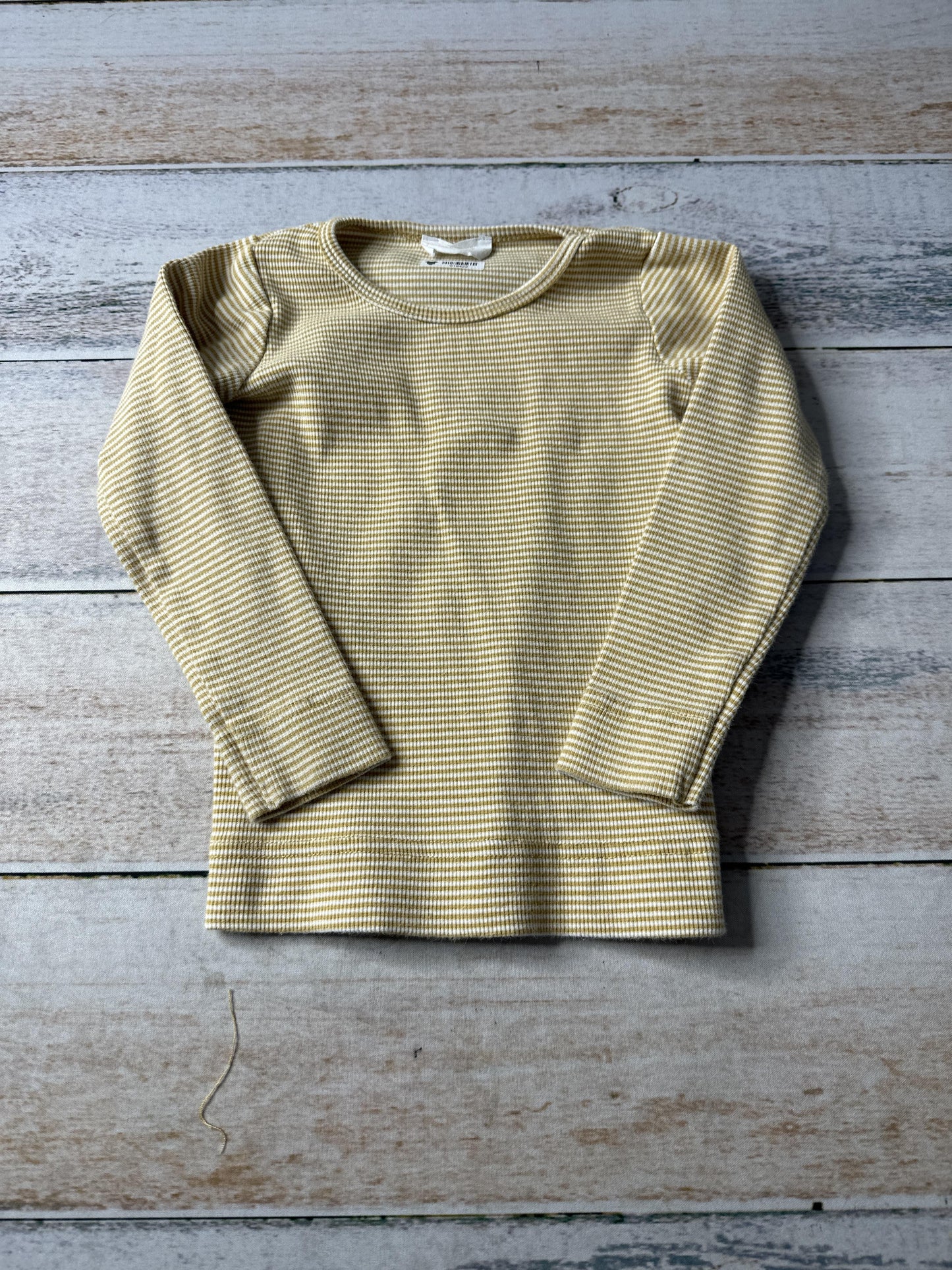 Jamie Kay Unisex Stripe | Yellow | White Long Sleeve Shirt Size: 2T Stripe | Yellow | White