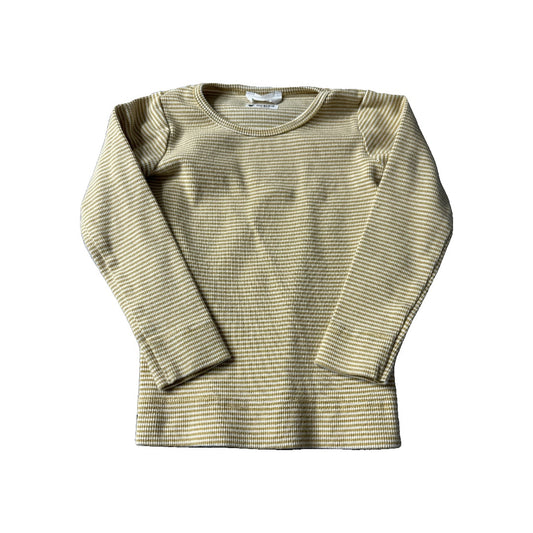 Jamie Kay Unisex Stripe | Yellow | White Long Sleeve Shirt Size: 2T Stripe | Yellow | White