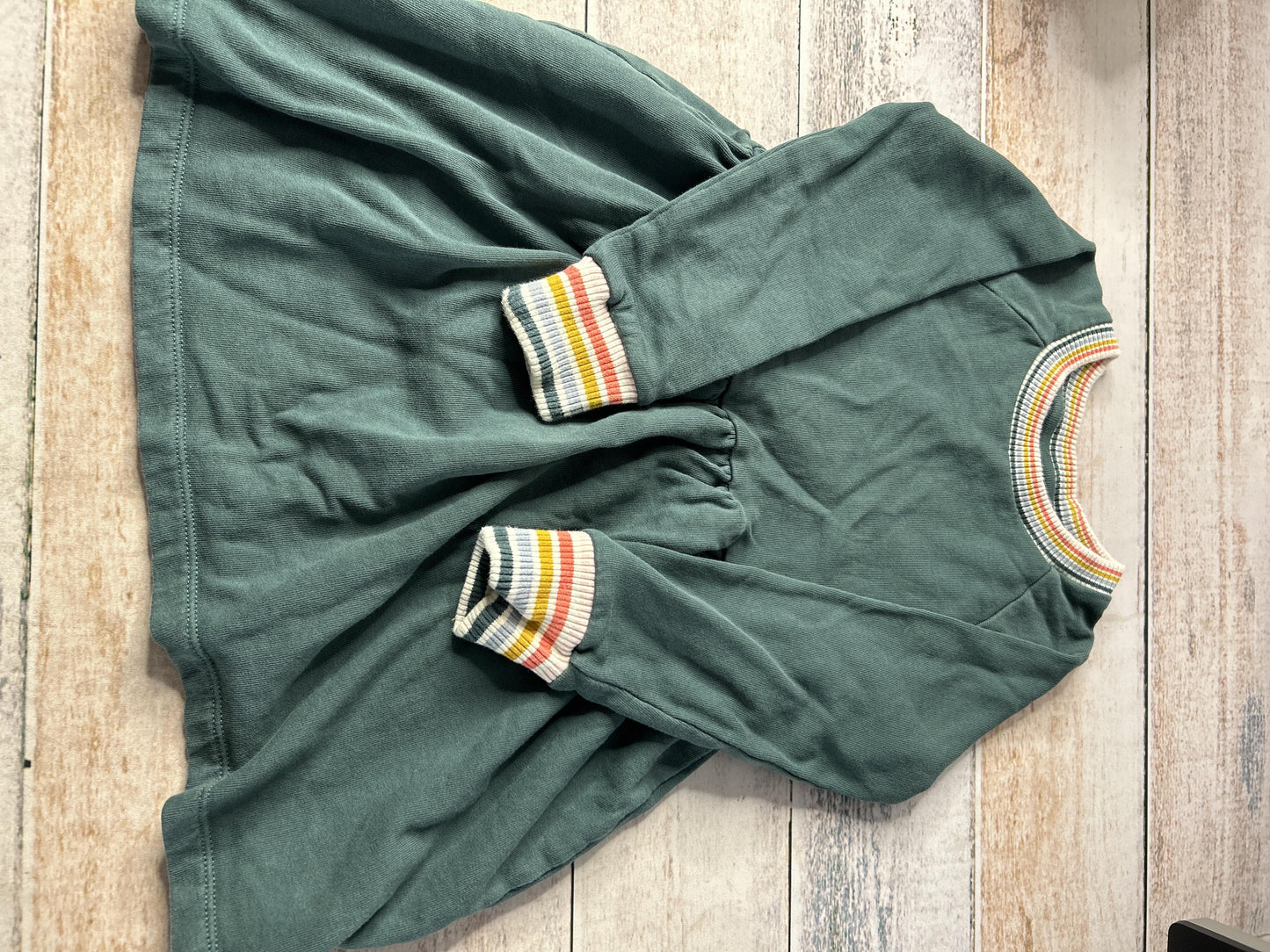 Girls Striped | Forest Green Dress Size: 4T Striped | Forest Green
