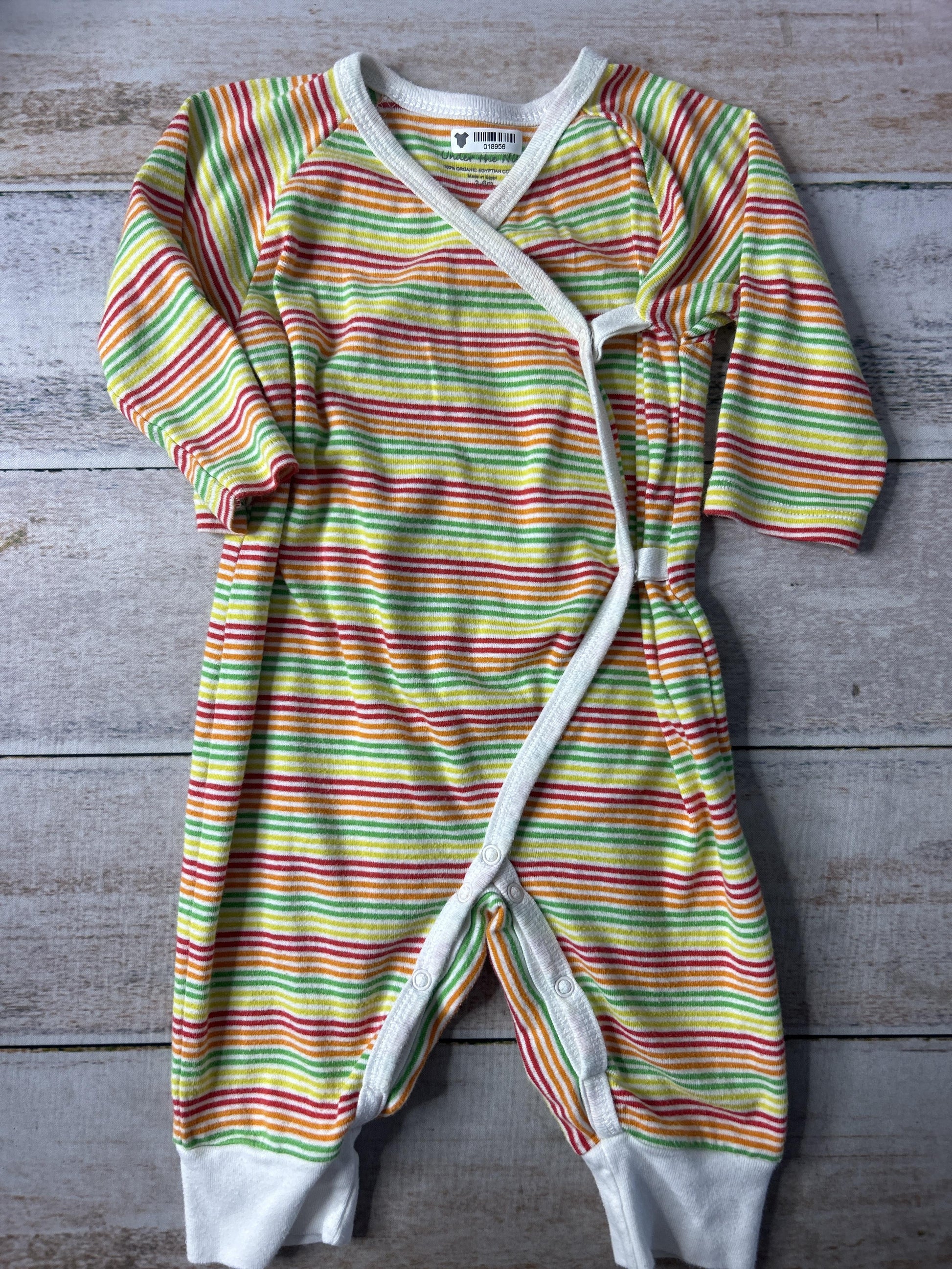 Under The Nile Unisex Striped | Red | Yellow | green Long Sleeve Outfit Size: 3-6 months Striped | Red | Yellow | green
