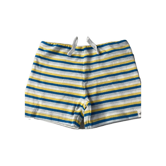 Burt's Bees Boys Striped | White | Yellow | Light Blue Shorts Size: 6-9 months Striped | White | Yellow | Light Blue