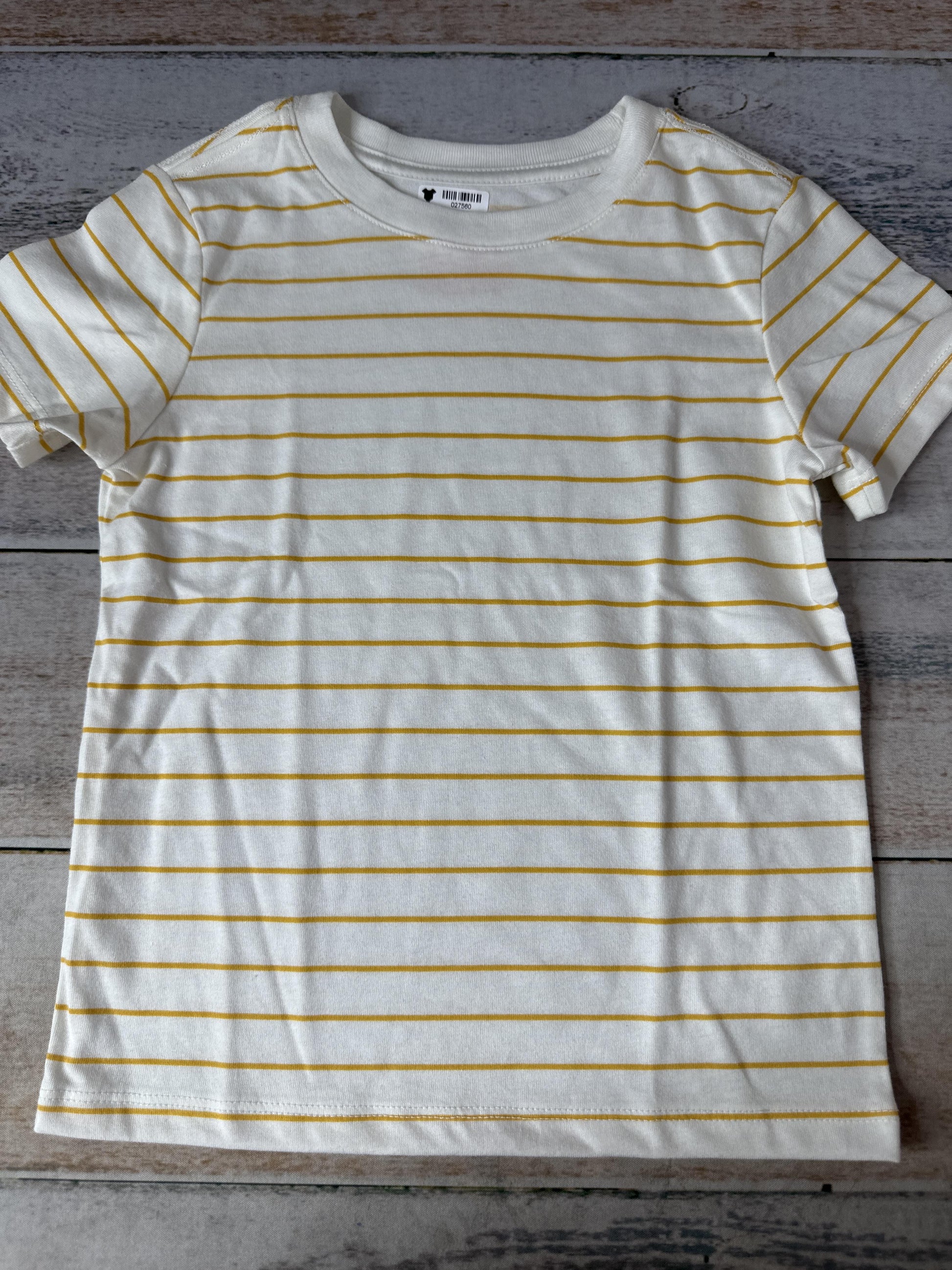 Cat & Jack Unisex Striped | White | Yellow T-Shirt Size: 4T Striped | White | Yellow