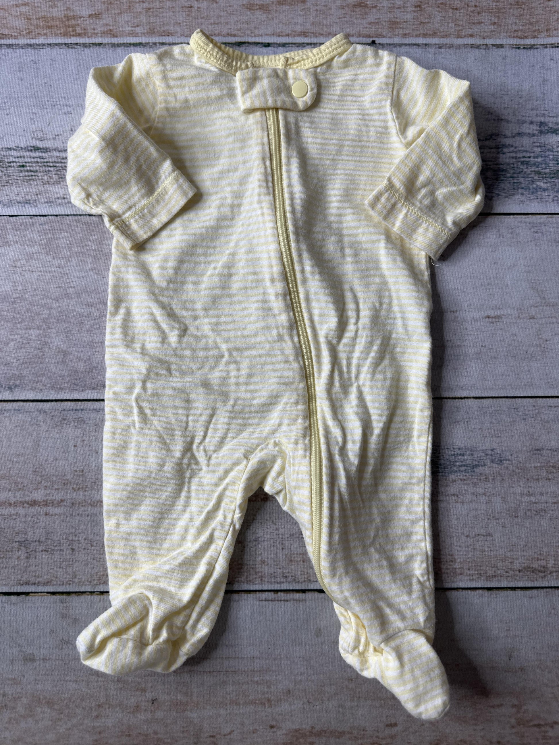 Child of Mine Unisex Striped | White | Yellow Pajamas Size: Newborn Striped | White | Yellow