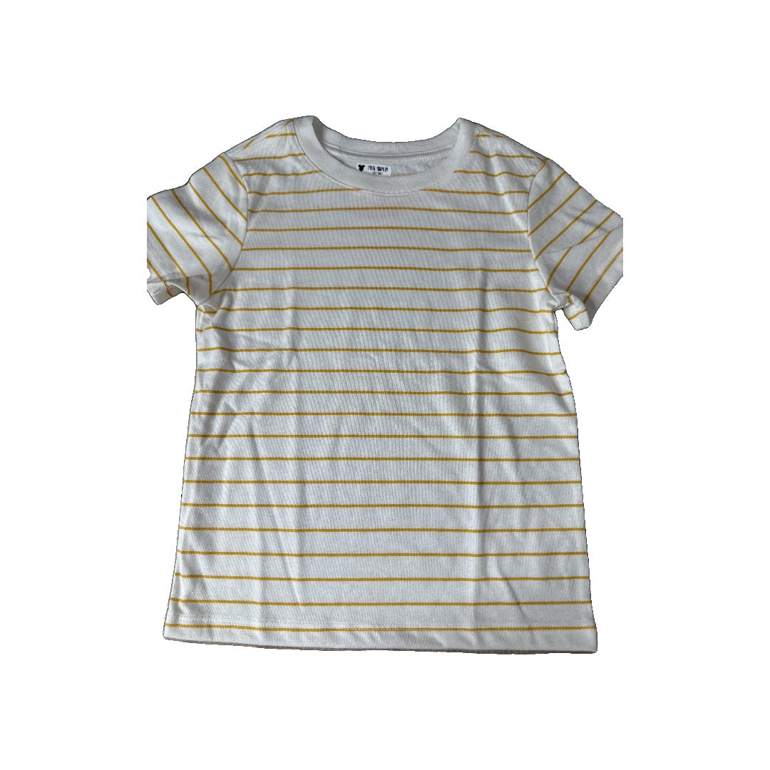 Cat & Jack Unisex Striped | White | Yellow T-Shirt Size: 4T Striped | White | Yellow