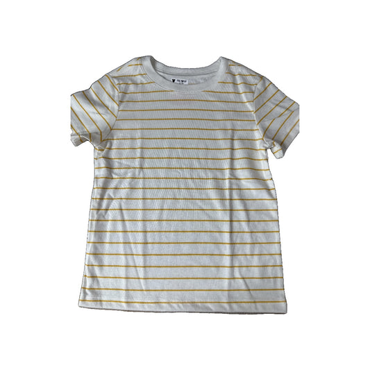 Cat & Jack Unisex Striped | White | Yellow T-Shirt Size: 4T Striped | White | Yellow