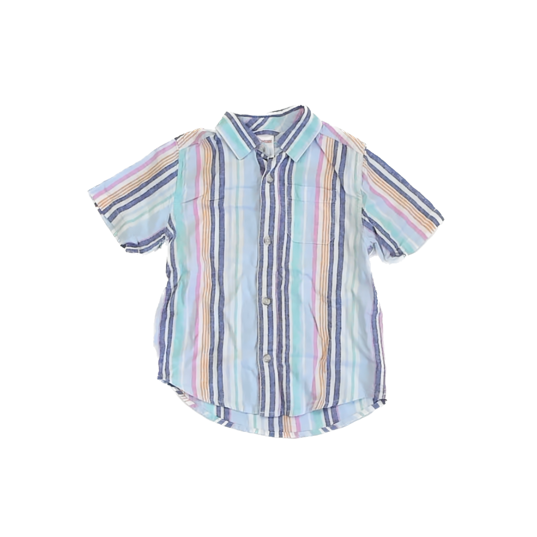 Gymboree Boys Striped Button Down Short Sleeve Size: 7 Years Striped