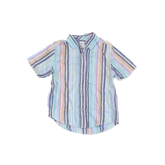 Gymboree Boys Striped Button Down Short Sleeve Size: 7 Years Striped