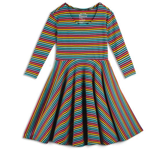 Mightly Girls Striped Dress Size: 6-14 Years