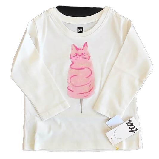 Tea Collection Girls Sugar Cat Glitter Long Sleeve T-Shirt Size: 9-12 Months Sugar Cat Glitter