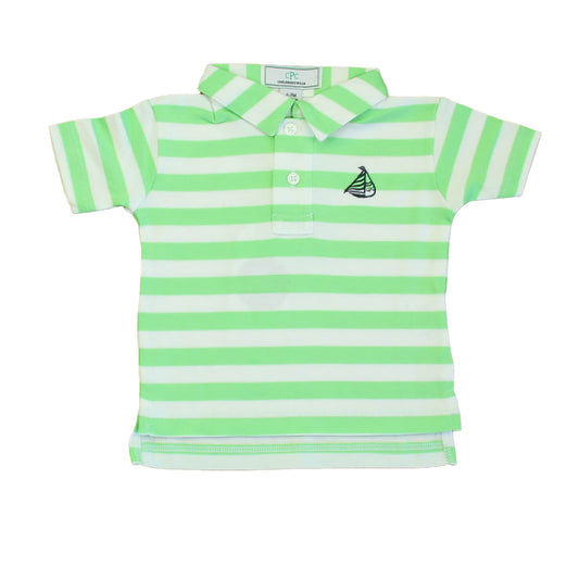 Classic Prep Boys Summer Green | Bright White Polo Shirt Size: 6-9 Months Summer Green | Bright White