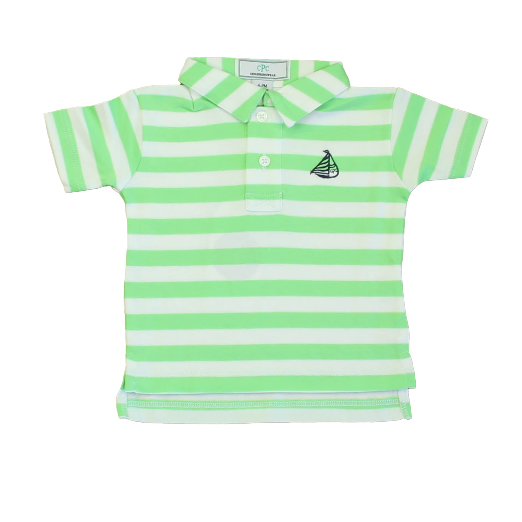 Classic Prep Boys Summer Green | Bright White Polo Shirt Size: 6-9 Months Summer Green | Bright White
