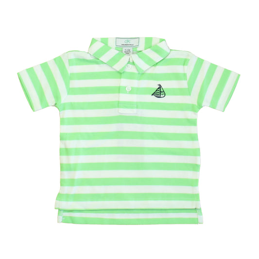 Classic Prep Boys Summer Green | Bright White Polo Shirt Size: 9-12 Months