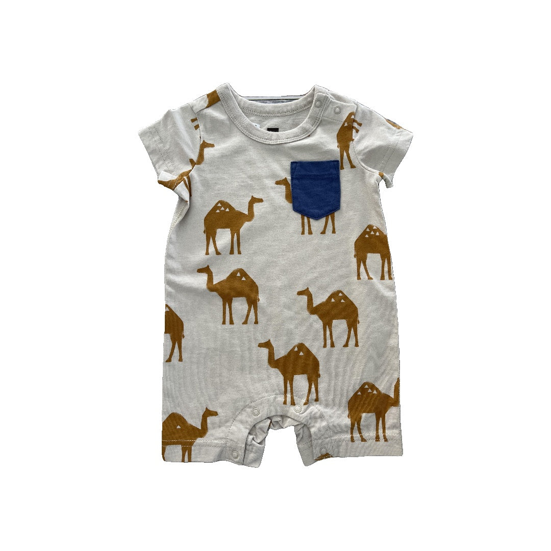 Tea Boys Tan | animals Romper Size: 3-6 months Tan | animals