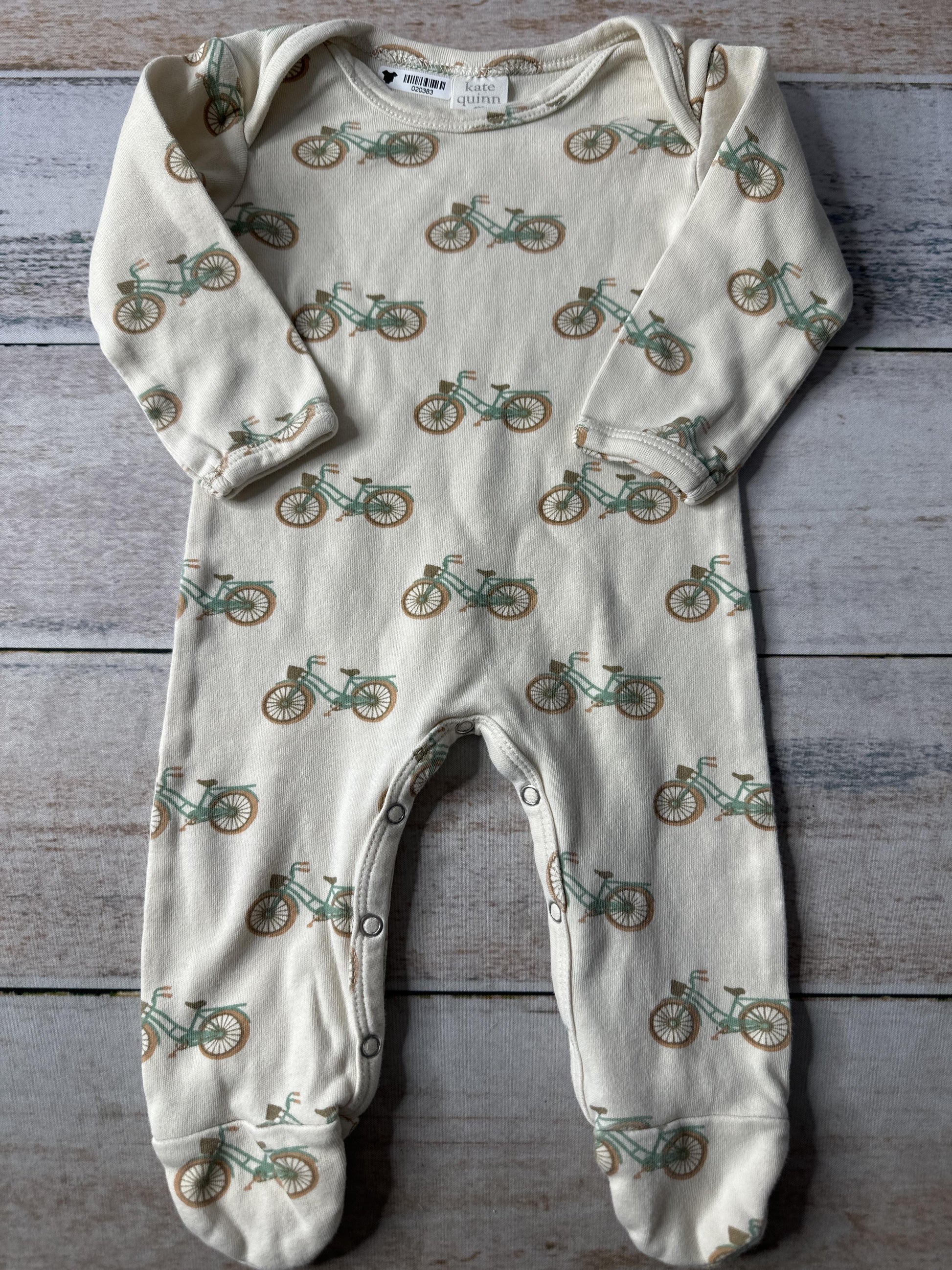 Kate Quinn Unisex Tan | Bicycles Long Sleeve Outfit Size: 3-6 months Tan | Bicycles