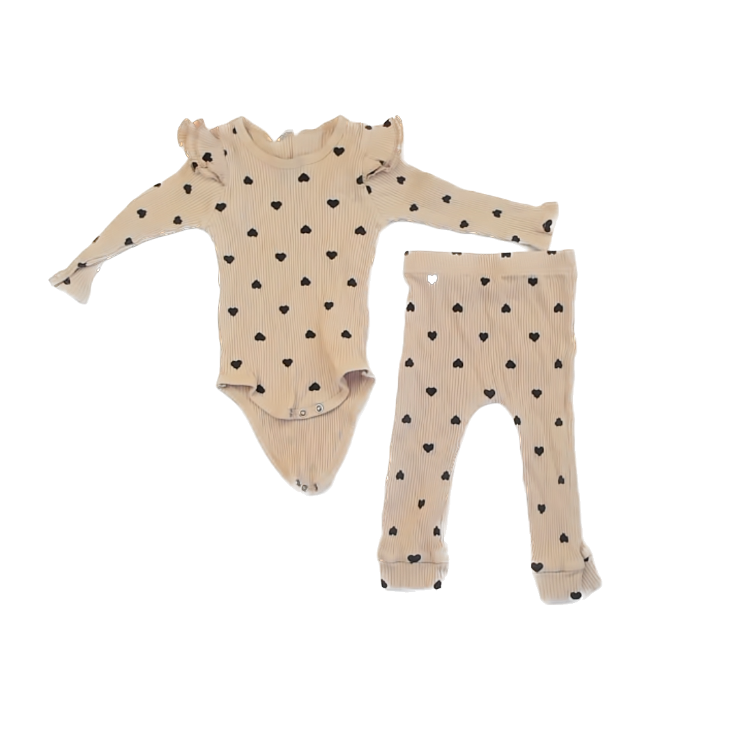 Full Famous Girls Tan | Black Hearts Apparel Sets Size: 12-18 Months Tan | Black Hearts