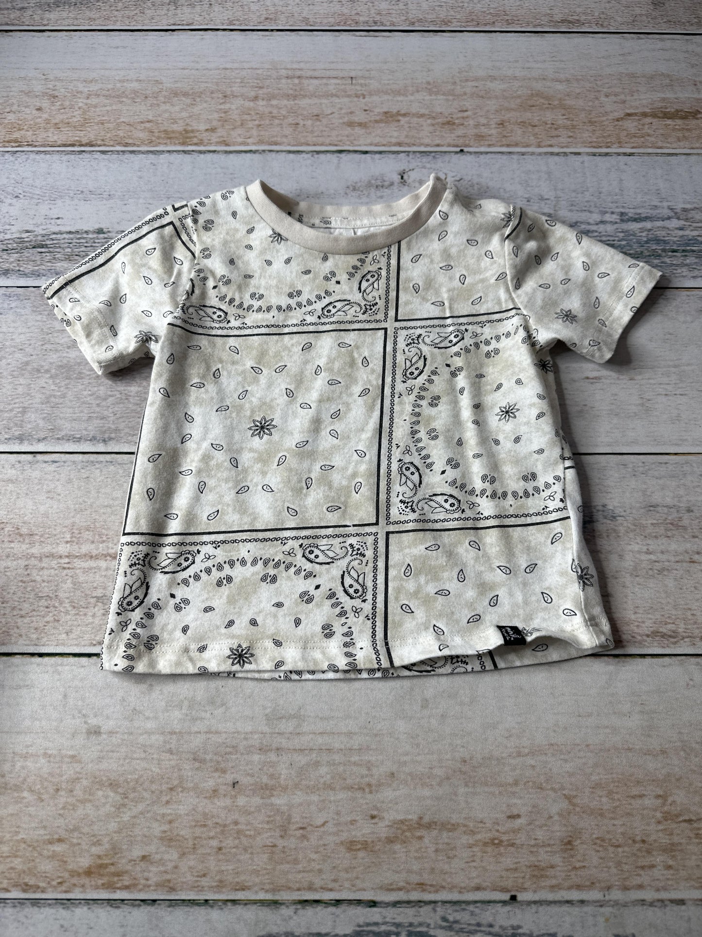 Mini Heroes Boys Tan | Black | Paisley T-Shirt Size: 24 months Tan | Black | Paisley