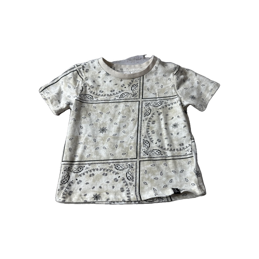 Mini Heroes Boys Tan | Black | Paisley T-Shirt Size: 24 months Tan | Black | Paisley