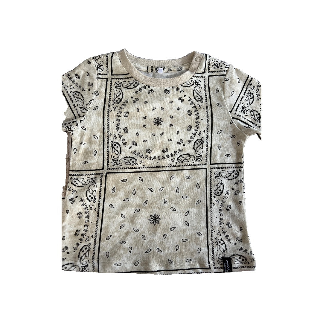 Mini Heroes Boys Tan | Black | Paisley T-Shirt Size: 18 months Tan | Black | Paisley