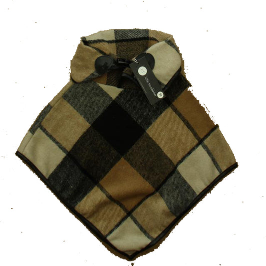 Little Trendsetter Girls Tan | Black Plaid Poncho Size: 3T Tan | Black Plaid