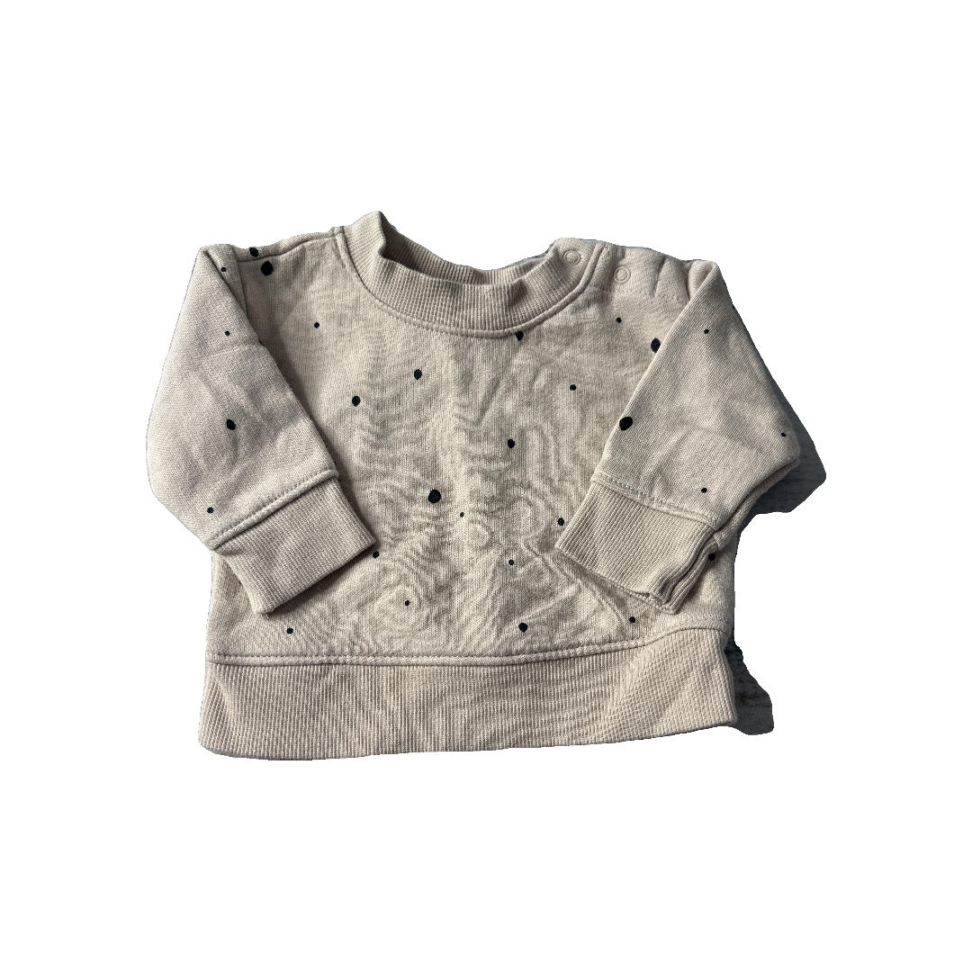 Cat & Jack Boys Tan | Black | polka dot Sweatshirt Size: Newborn Tan | Black | polka dot
