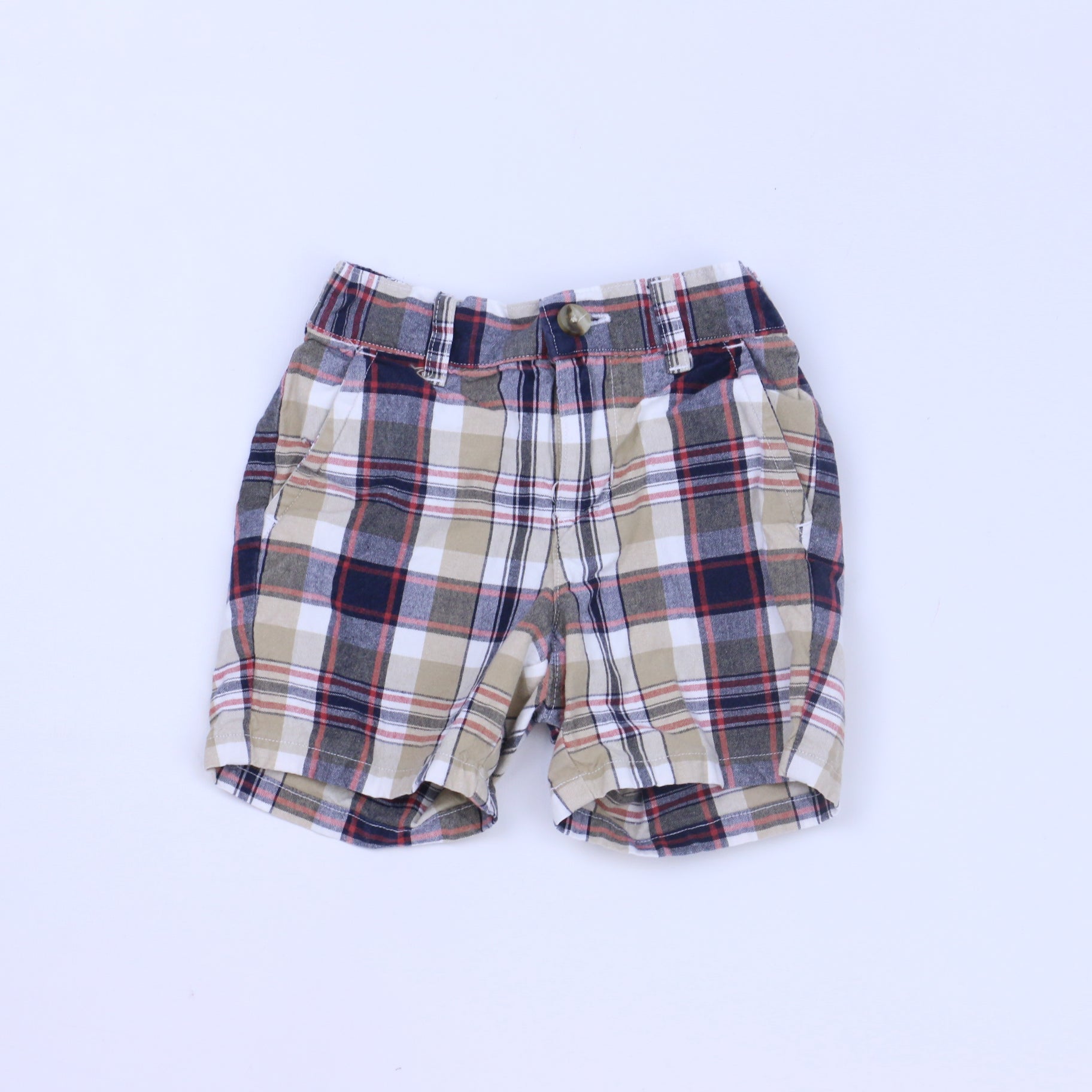 Janie & Jack Boys Tan | Blue | Red Plaid Shorts Size: 3-6 Months Tan | Blue | Red Plaid
