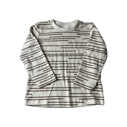 Colored Organics Boys Tan | Brown | Lines Long Sleeve Shirt Size: 2T Tan | Brown | Lines