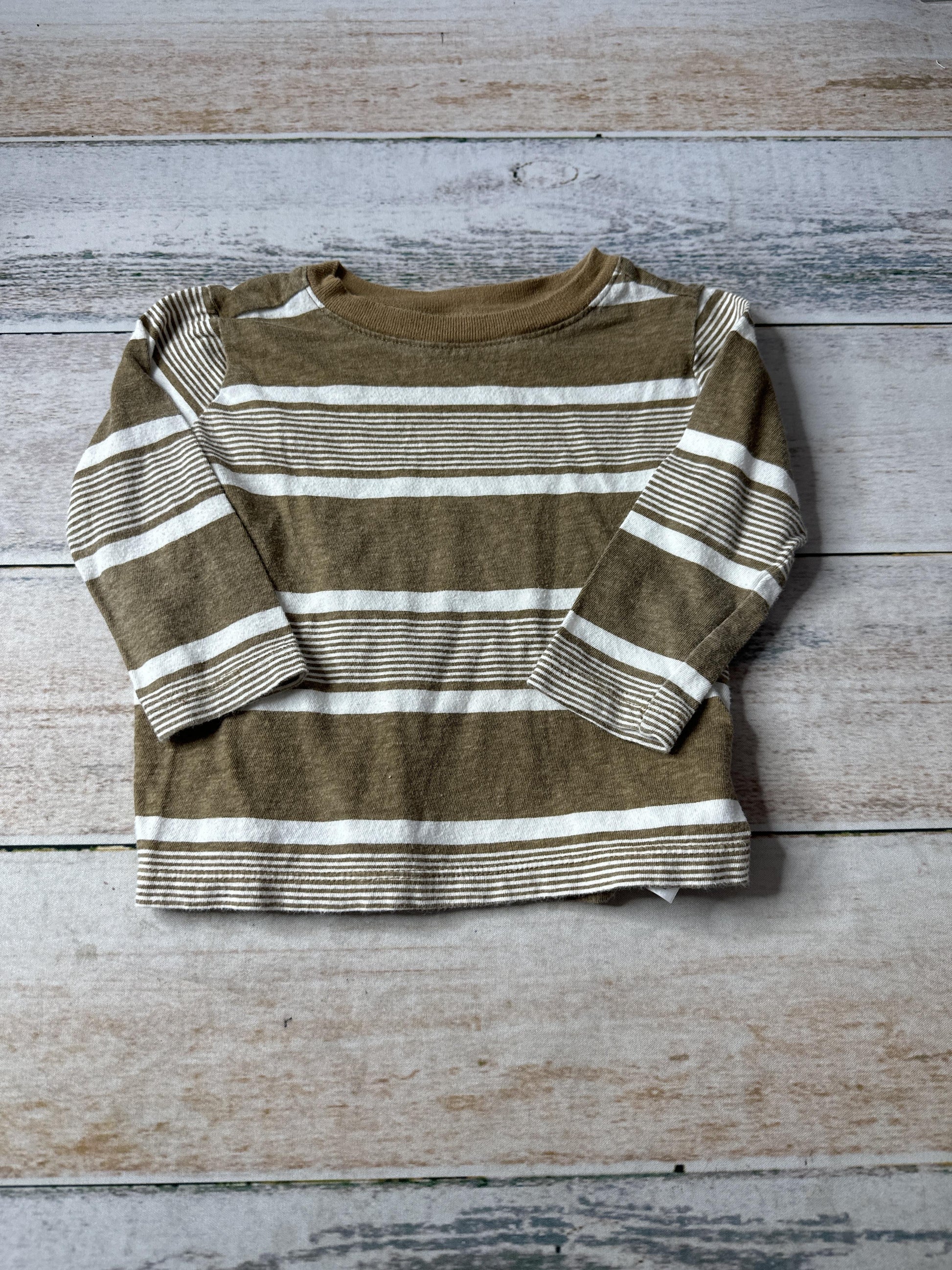 Old Navy Boys Tan | Brown | White Long Sleeve T-Shirt Size: 12-18 months Tan | Brown | White