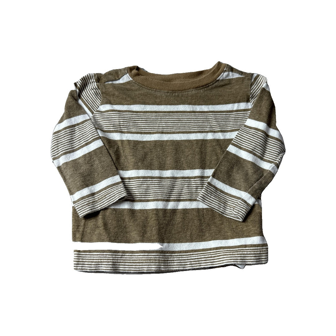 Old Navy Boys Tan | Brown | White Long Sleeve T-Shirt Size: 12-18 months Tan | Brown | White