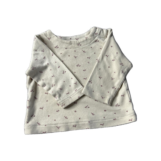 Colored Organics Girls Tan | Burgundy | Flowers Long Sleeve Shirt Size: 6-12 months Tan | Burgundy | Flowers