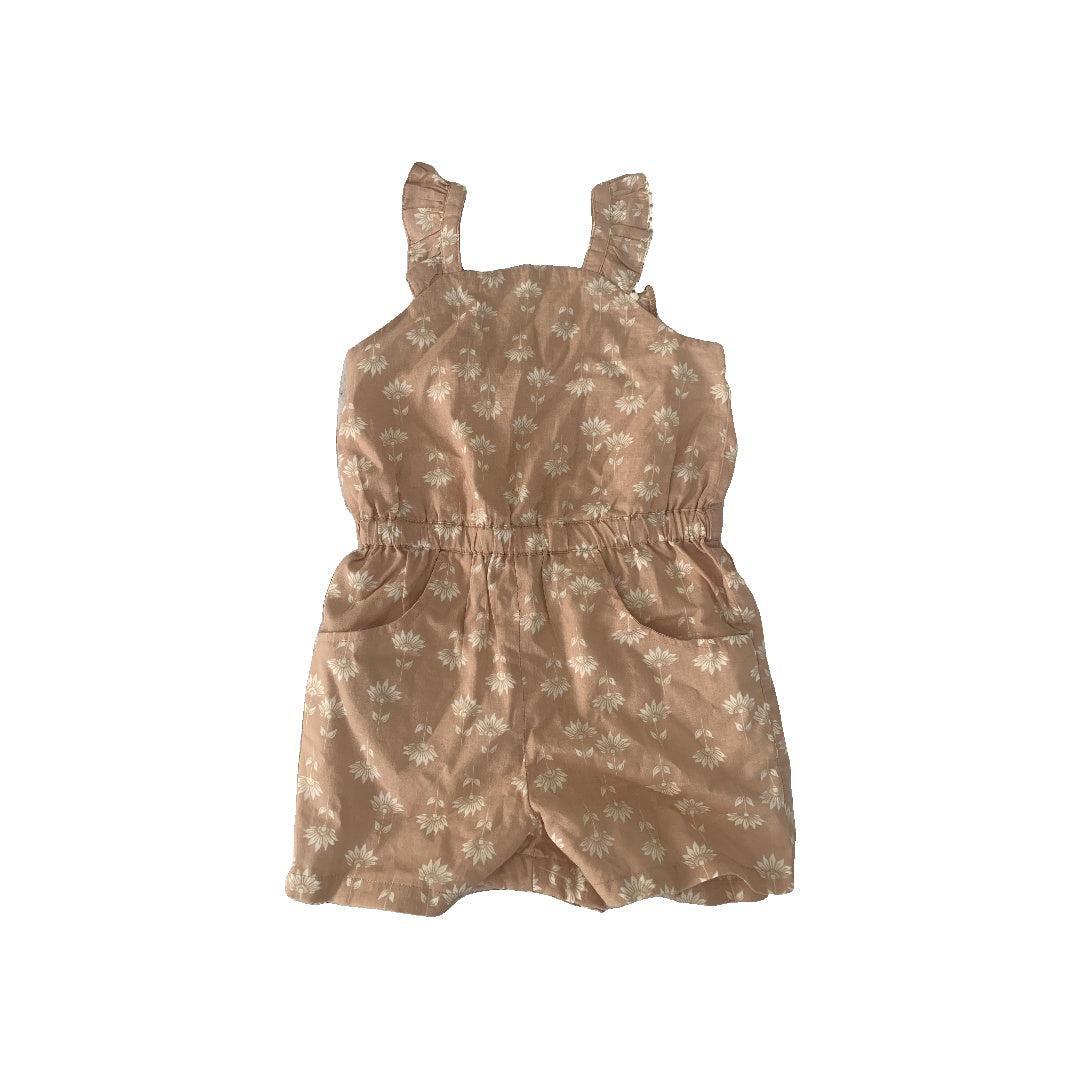 Rachel Zoe Girls Tan | cream | Flowers Romper Size: 2T Tan | cream | Flowers
