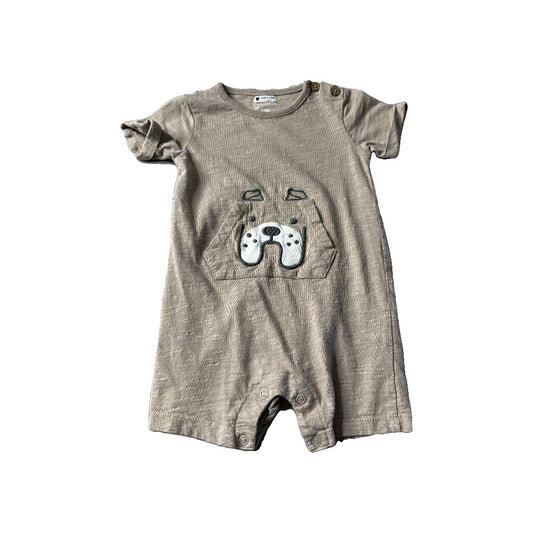 Mac & Moon Boys Tan | dog Romper Size: 12 months Tan | dog