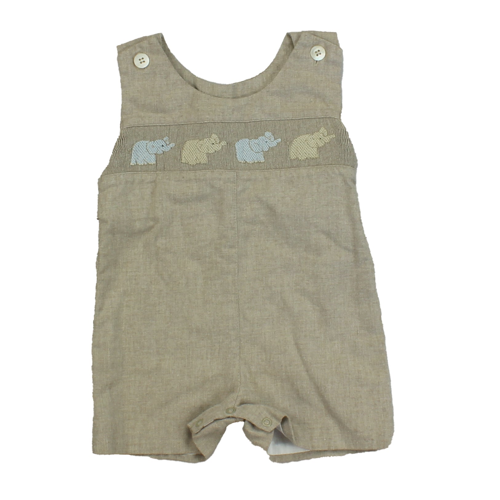 Best & Co. Boys Tan | Elephants | Smocked Romper Size: 6 Months Tan | Elephants | Smocked