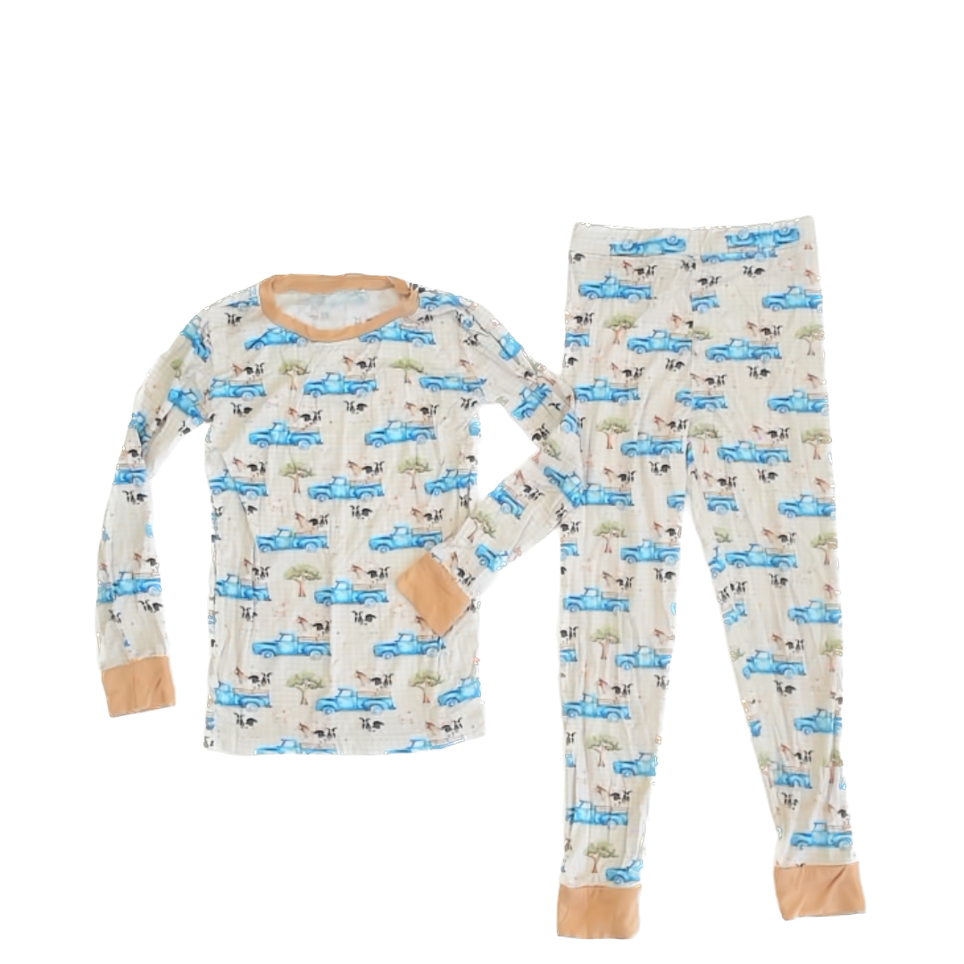 Unknown Boys Tan | Farm Animals 2-piece Pajamas Size: 6-7 Years* Tan | Farm Animals