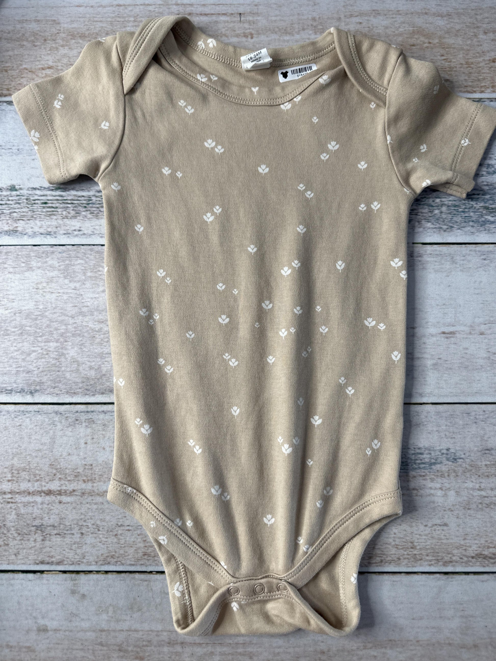 Colored Organics Girls Tan | Flowers Onesie Size: 18-24 months Tan | Flowers