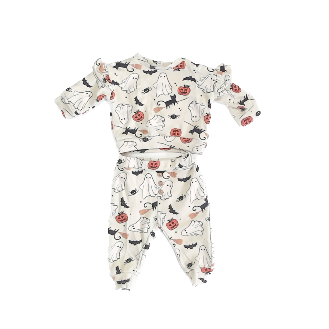 Cat & Jack Girls Tan Ghosts Apparel Sets Size: 3-6 Months Tan Ghosts