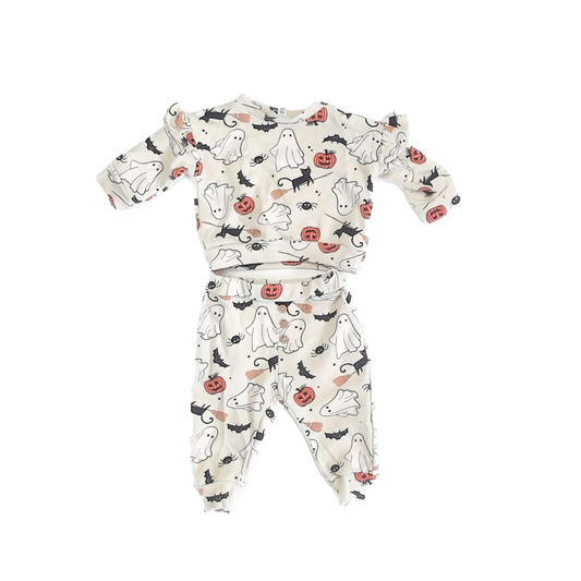 Cat & Jack Girls Tan Ghosts Apparel Sets Size: 3-6 Months Tan Ghosts