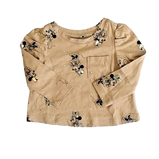 Disney Girls Tan Mickey Long Sleeve T-Shirt Size: 6-12 Months Tan Mickey