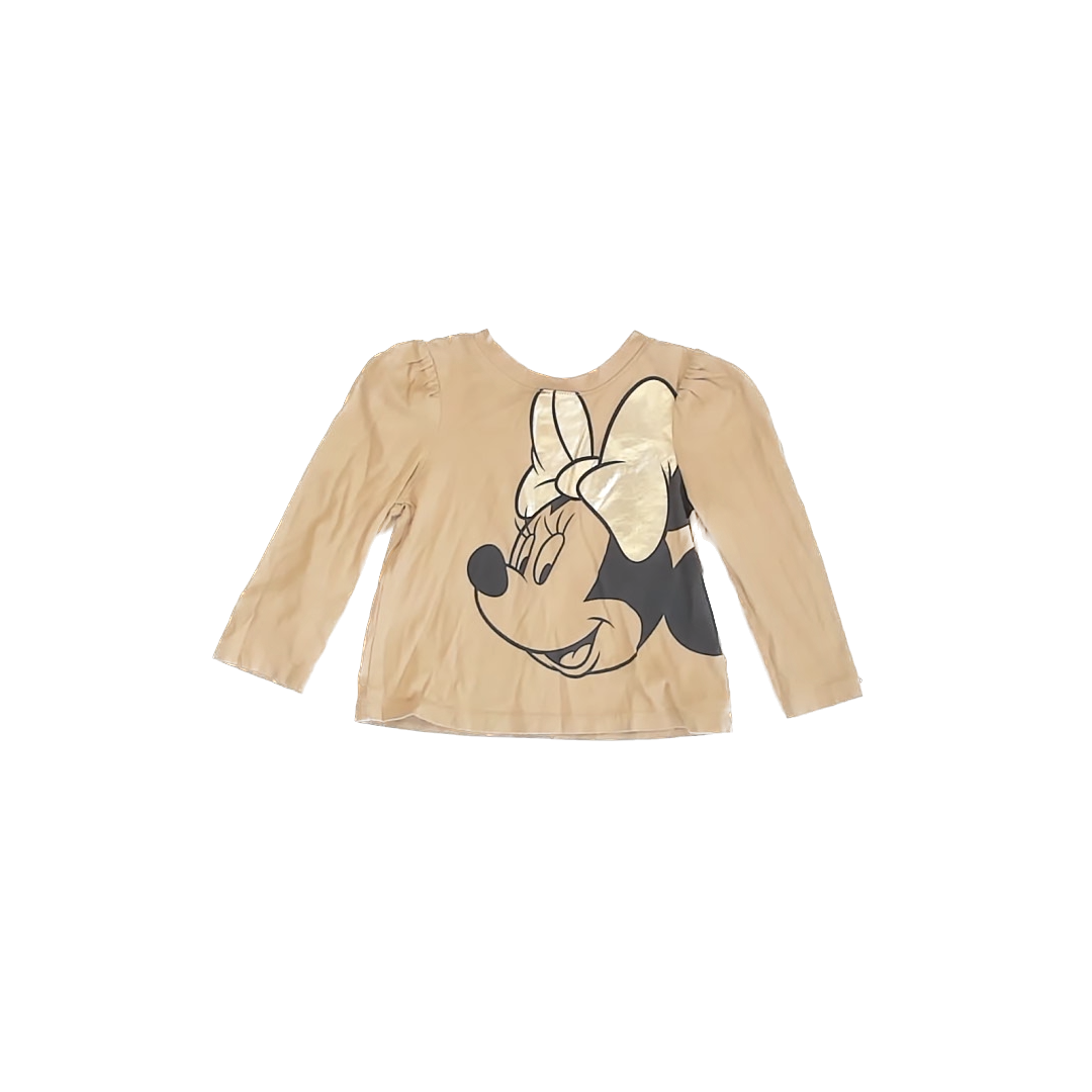 Gap x Disney Girls Tan Minnie Mouse Long Sleeve T-Shirt Size: 2T Tan Minnie Mouse