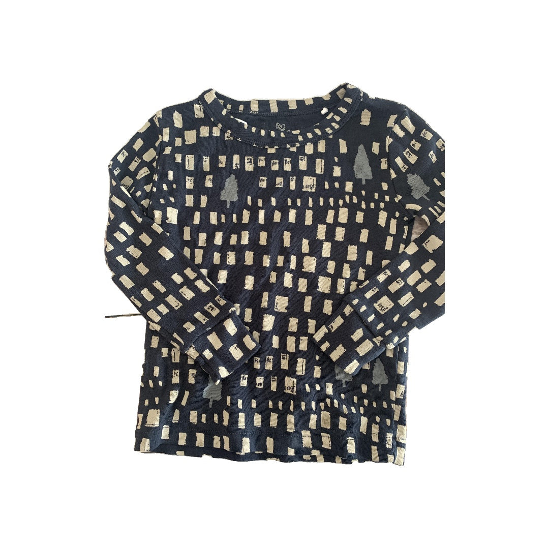 Oliver & Rain Unisex Tan | Navy Blue | Pattern Pajamas Size: 24 months Tan | Navy Blue | Pattern