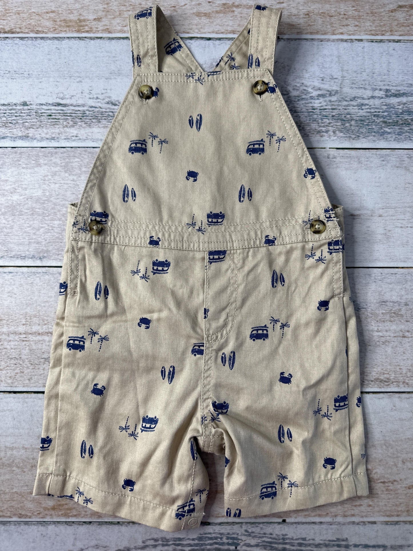 Carters Boys Tan | Navy Blue Overalls Size: 12-18 months Tan | Navy Blue