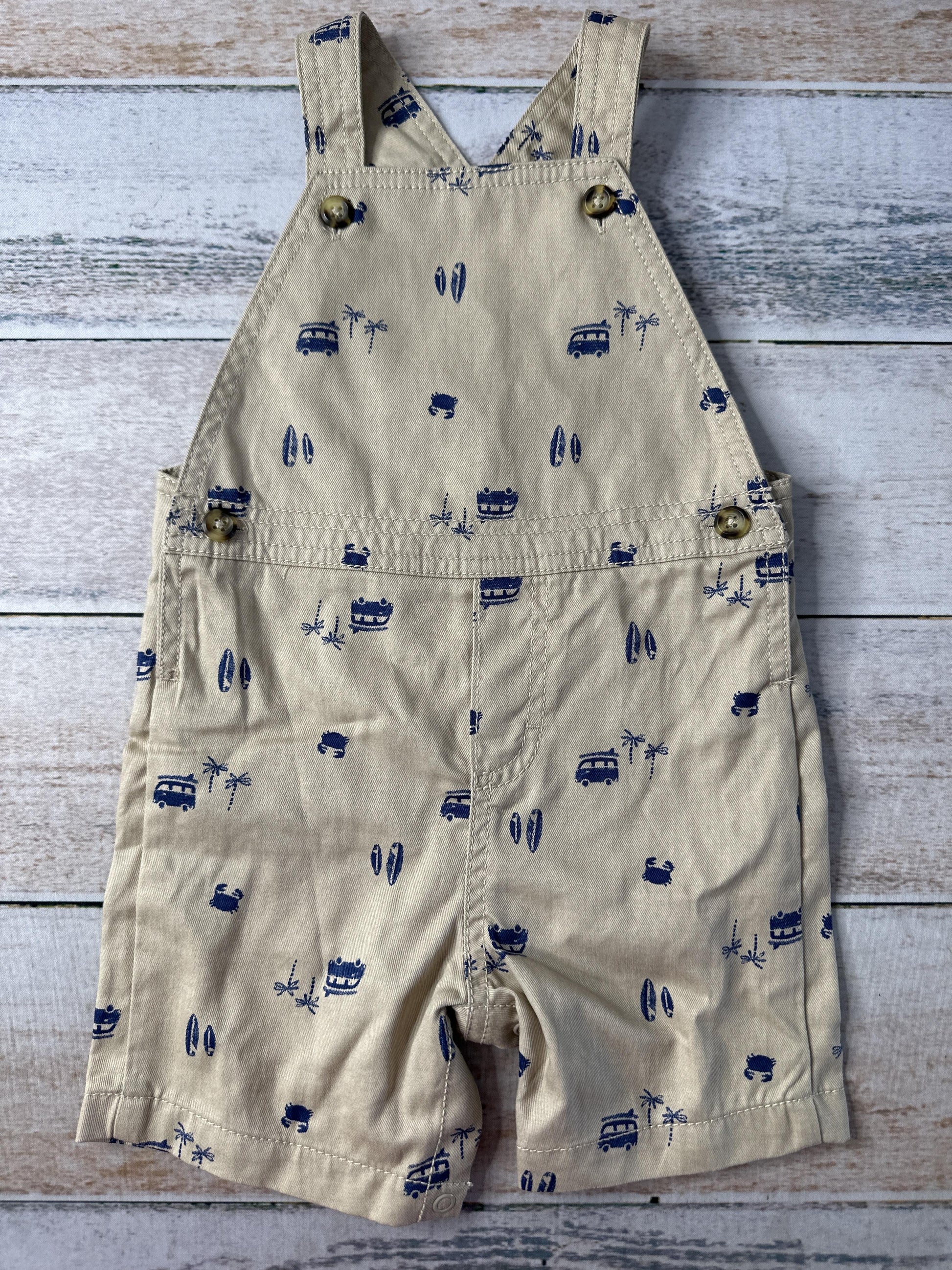 Carters Boys Tan | Navy Blue Overalls Size: 12-18 months Tan | Navy Blue