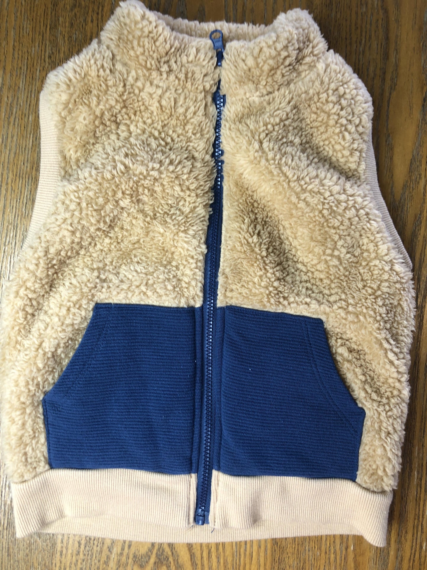 PL Baby Unisex Tan | Navy Blue Vest Size: 12-18 months Tan | Navy Blue